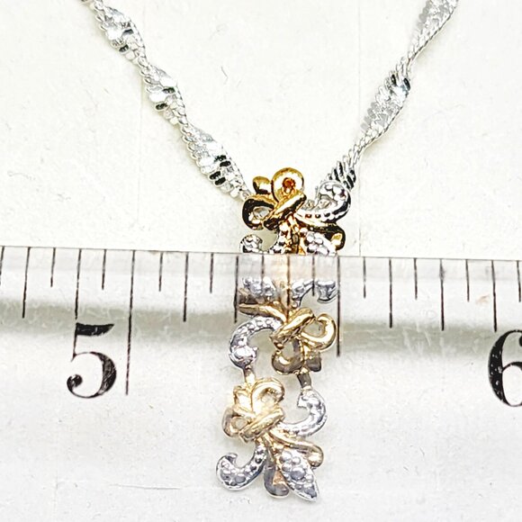 Diamond accent pendant in 14K yellow gold vermeil over 925 Sterling Silver 20 in - Picture 2 of 4